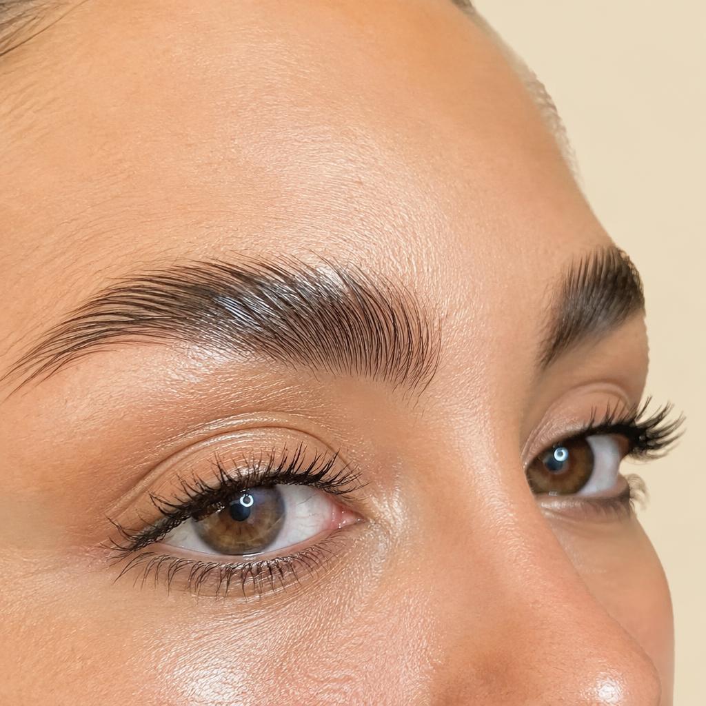 Brow lamination result with fluffy brushed-up brows, Sea Point
